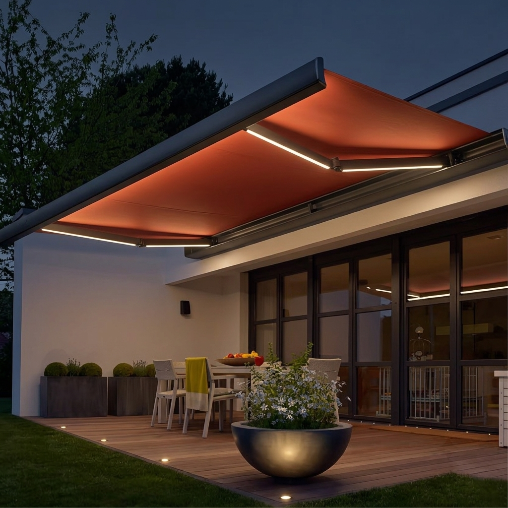 Struxa Retractable Electric Patio Awning with LED Lighting