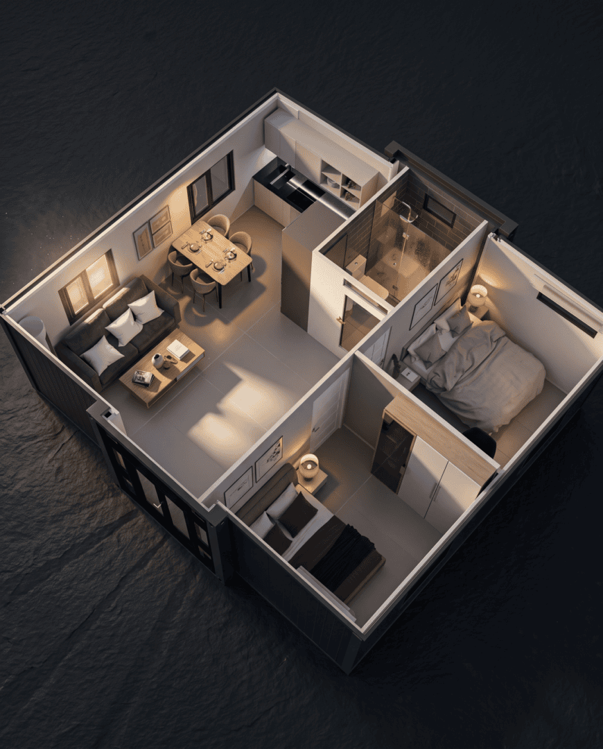 Finished interior