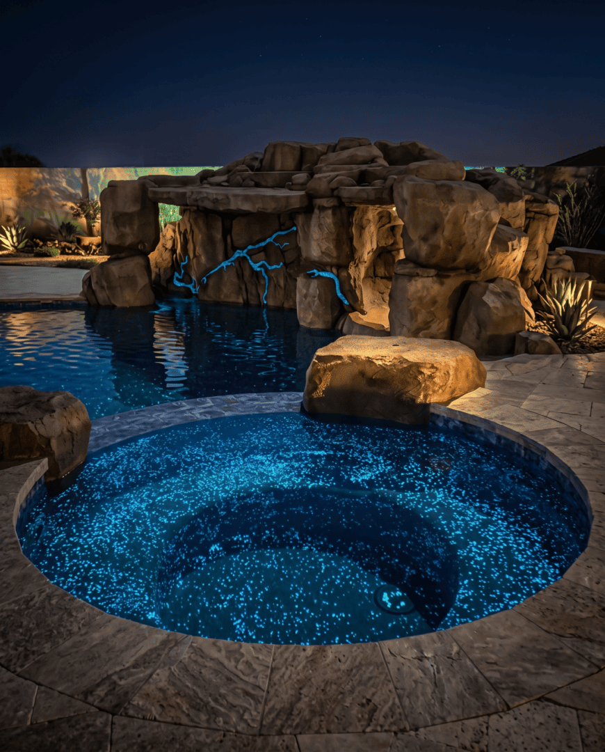 Glow pool at night